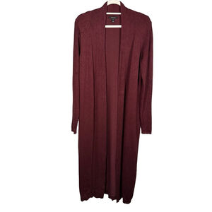 RW&CO. Deep Red Burgundy Knit Open Cardigan Size S Minimalist Cozy Office